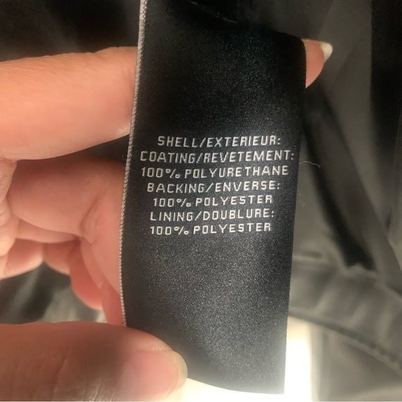 7 for all Mankind Faux Leather Vegan Moto biker jacket black zip goth Medium - Picture 6 of 9